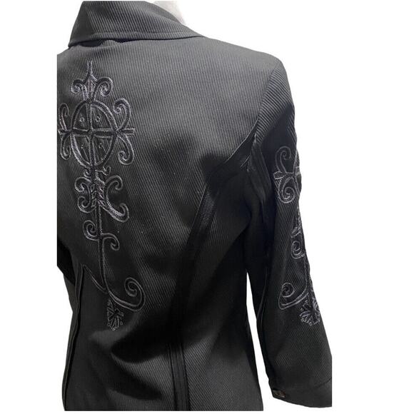 Nicole Miller, Sz Med Black Embroidered Heavy Western Office Blazer STYLE DK0026 - Picture 9 of 10